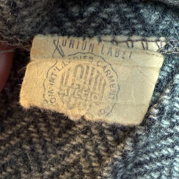 RARE 1950s Union-Made Wool Fit-and-Flare Dress | Tailored Herringbone Tweed - Picture 15 of 16